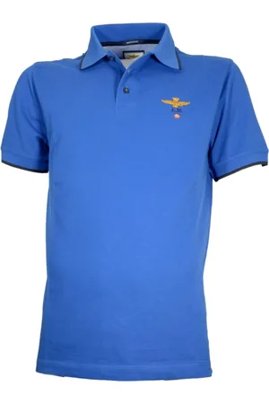 Aeronautica Militare Tops, Heren, Blauw, XL, Katoen, Katoenen Polo Shirt Korte Mouw Blauw