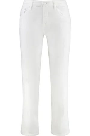 7 for all Mankind Jeans, Dames, Wit, W28, Katoen, Straight Leg Jeans met metalen details
