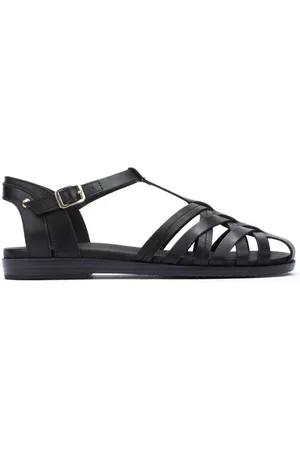Pikolinos Schoenen, Dames, Zwart, 36 EU, Leer, Zwarte Damessandaal Formentera Stijl
