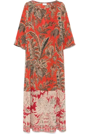 PIERRE-LOUIS MASCIA Kleedjes, Dames, Veelkleurig, XS, Bloemenprint boothals jurk