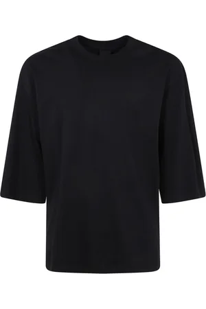 THOM KROM Tops, Heren, Zwart, M, Zwart Drop Schouder Tonal Stiksels T-shirt