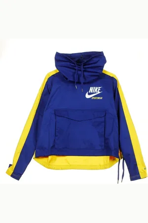 Nike Jassen, Dames, Veelkleurig, L, Blauwe Windbreaker Jas voor Vrouwen