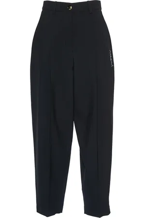 Marni Broeken, Dames, Zwart, XS, Zwarte Rechte Geborduurde Broek