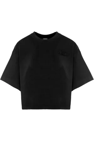 Autry Tops, Dames, Zwart, S, Katoen, Zwart Katoenen Logo T-shirt Korte Mouw