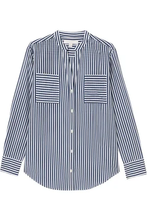 Brooks Brothers Blouses & Shirts, Dames, Blauw, M, Katoen, Katoen-Zijden Blouse met Dubbele Opgestikte Zakken