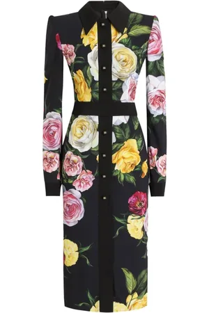 Dolce & Gabbana Kleedjes, Dames, Veelkleurig, S, Roze Jurken met Klassieke Kraag