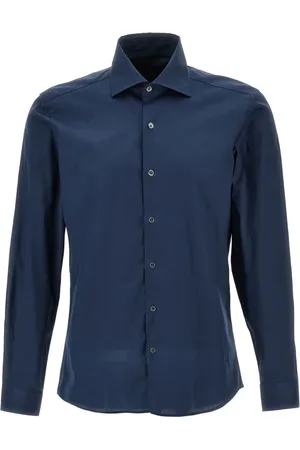 FAY Overhemden, Heren, Blauw, 2Xl, Katoen, Blauw Katoenen Overhemd met Knoopsluiting
