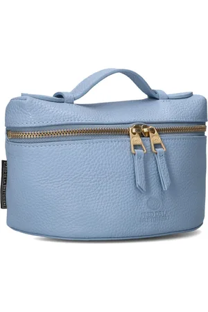 Fred de la Bretoniere Tassen, Dames, Blauw, ONE Size, Leer, Blauwe Lori Leren Handtas
