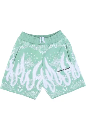 Vision Of Super Korte broeken, Heren, Groen, XL, Katoen, Bandana Print Groene Shorts