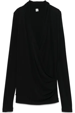 Totême Tops, Dames, Zwart, S, Stijlvolle Jersey Top