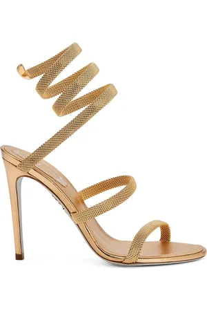 RENE CAOVILLA Schoenen, Dames, Geel, 37 EU, Gouden Cleo Sandalen met Slangen Hardware