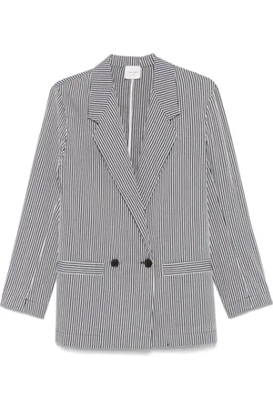 ALYSI Jassen, Dames, Blauw, S, Blauwe double-breasted jas met zakken