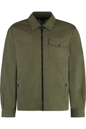 Woolrich Jassen, Heren, Groen, M, Katoen, Katoenen Overshirt met Voorzakken