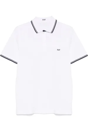 FAY Tops, Heren, Wit, XL, Katoen, Wit Katoenen Poloshirt met Logo