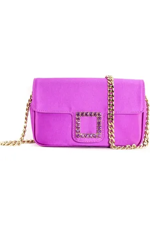 ROBERTO FESTA Tassen, Dames, Roze, ONE Size, Satijn, Fuchsia Lunette Schoudertas met Kristal