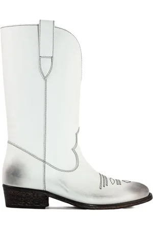 Via Roma Schoenen, Dames, Wit, 39 EU, Witte Cowboy Laarzen Vintage Stijl