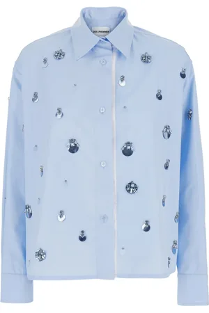Des Phemmes Blouses & Shirts, Dames, Blauw, XS, Katoen, Blauw Katoenen Overhemd met Klassieke Kraag