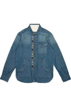 Nine In The Morning Overhemden, Heren, Blauw, L, Denim, Denim regular fit overhemd met borduurwerk