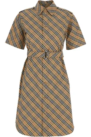 Burberry Kleedjes, Dames, , S, Katoen, Klassieke Jurk met Korte Mouwen