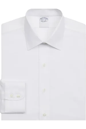 Brooks Brothers Overhemden, Heren, Wit, S, Katoen, Slim Fit Wit Overhemd van Stretchkatoen, Non-Iron, Ainsley Kraag