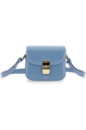 A.P.C. Tassen, Dames, Blauw, ONE Size, Grace Small Blauw Leren Schoudertas