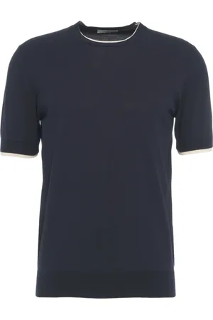 Paolo Pecora Tops, Heren, Blauw, L, Katoen, Blauw Crew Neck T-shirt Stijlvol Casual