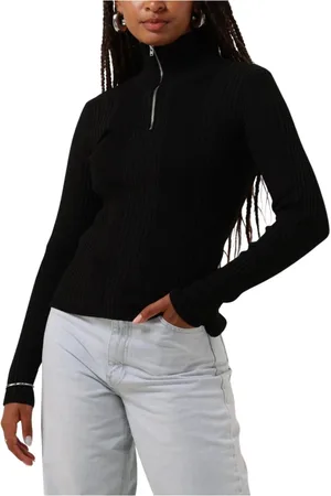 Modstrom Truien, Dames, Zwart, L, Zip T-neck Top