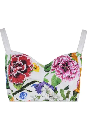 Dolce & Gabbana Tops, Dames, Veelkleurig, S, Katoen, Bloemenprint katoenen crop top