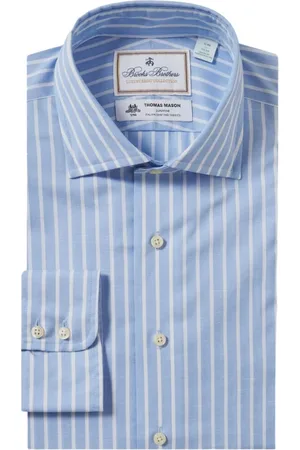 Brooks Brothers Overhemden, Heren, Blauw, S, Katoen, Lichtblauw Slim Fit Katoenen Linnen Overhemd met Engelse Spread Collar