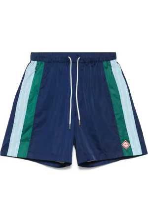 Casablanca Korte broeken, Heren, Blauw, XL, Polyester, Blauwe geplooide shorts met trekkoord en zakken