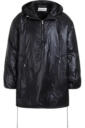 Saint Laurent Jassen, Heren, Zwart, M, Polyester, Zwarte Jas Aw 23 Stijlvolle Herenkleding