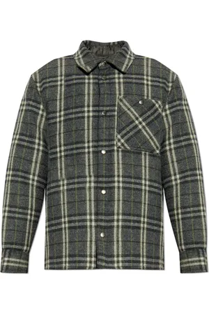 Burberry Jassen, Heren, Grijs, XL, Wol, Gewatteerde wollen jas