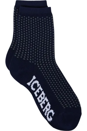 Iceberg Ondergoed, Dames, Blauw, S, Blauwe geperforeerde sokken met contrasterend jacquard logo