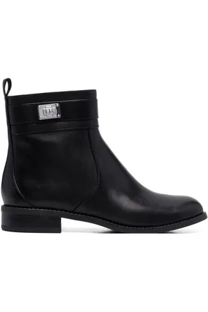 Michael Kors Schoenen, Dames, Zwart, 38 1/2 EU, Leer, Zwarte Enkellaarsjes met Riem