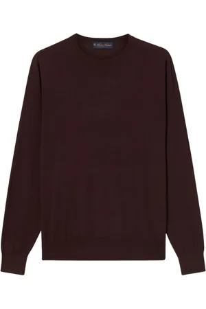 Brooks Brothers Truien, Heren, Bruin, XL, Wol, Merino wollen trui met ronde hals
