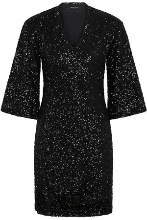 Bruuns Bazaar Kleedjes, Dames, Zwart, XS, Pailletten, Zwarte Paillettenjurk