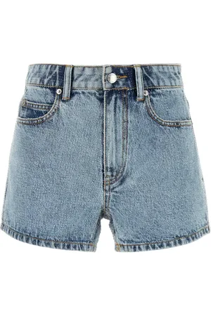 Alexander Wang Korte broeken, Dames, Blauw, W28, Denim, Versierde denim shorts