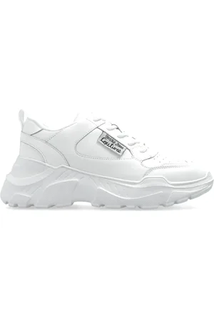 VERSACE Schoenen, Dames, Wit, 36 EU, Leer, Sneakers met logo