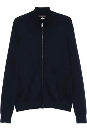 Michael Kors Truien, Heren, Blauw, XL, Katoen, Blauwe Casual Trui met Rits