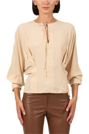 SEMICOUTURE Blouses & Shirts, Dames, , L, Crème Crepe de Chine Blouse