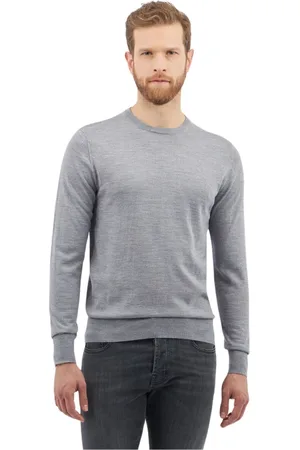 Brooks Brothers Truien, Heren, Grijs, L, Wol, Merino wollen trui met ronde hals