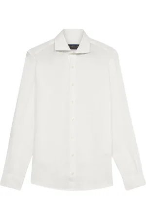 Brooks Brothers Overhemden, Heren, Wit, M, Linnen, Blauw Linnen Casual Overhemd