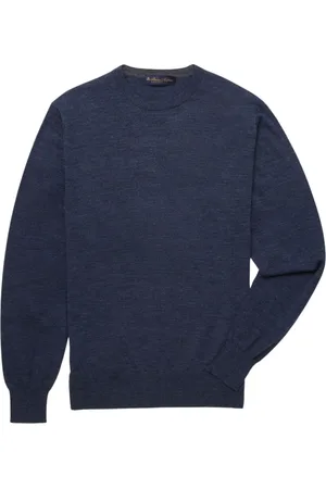 Brooks Brothers Truien, Heren, Blauw, XS, Wol, Merino wollen trui met ronde hals