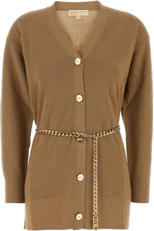 Michael Kors Truien, Dames, Bruin, S, Wol, Gezellige Camel wollen cardigan