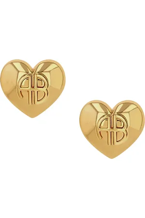 ANINE BING Accessoires, Dames, Geel, ONE Size, Chunky Hart Oorbellen