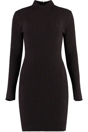 Michael Kors Kleedjes, Dames, Bruin, S, Wol, Geribde wollen jurk