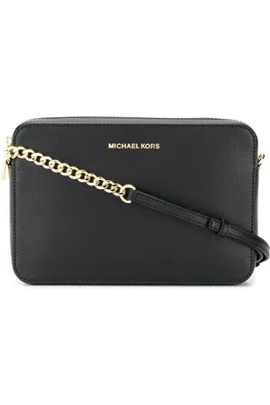 Michael Kors Tassen, Dames, Zwart, ONE Size, Leer, Saffiano lederen crossbody tas