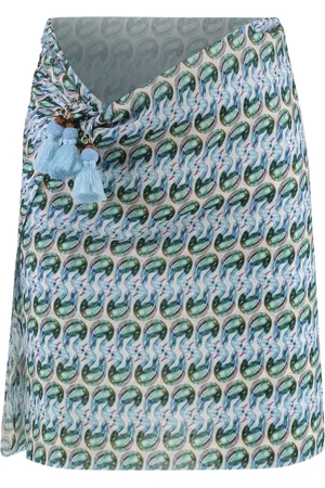 Tory Burch Badkleding, Dames, Veelkleurig, ONE Size, Katoen, Zijden Sarong met Print en Kwastjes