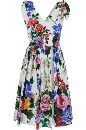 Dolce & Gabbana Kleedjes, Dames, Veelkleurig, XS, Katoen, Bloemenprint Korte Jurk Vrouw