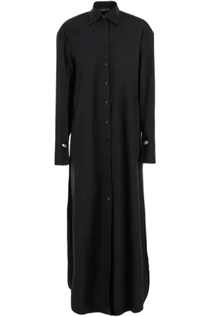 FEDERICA TOSI Kleedjes, Dames, Zwart, M, Zwarte lange blouse met metalen details